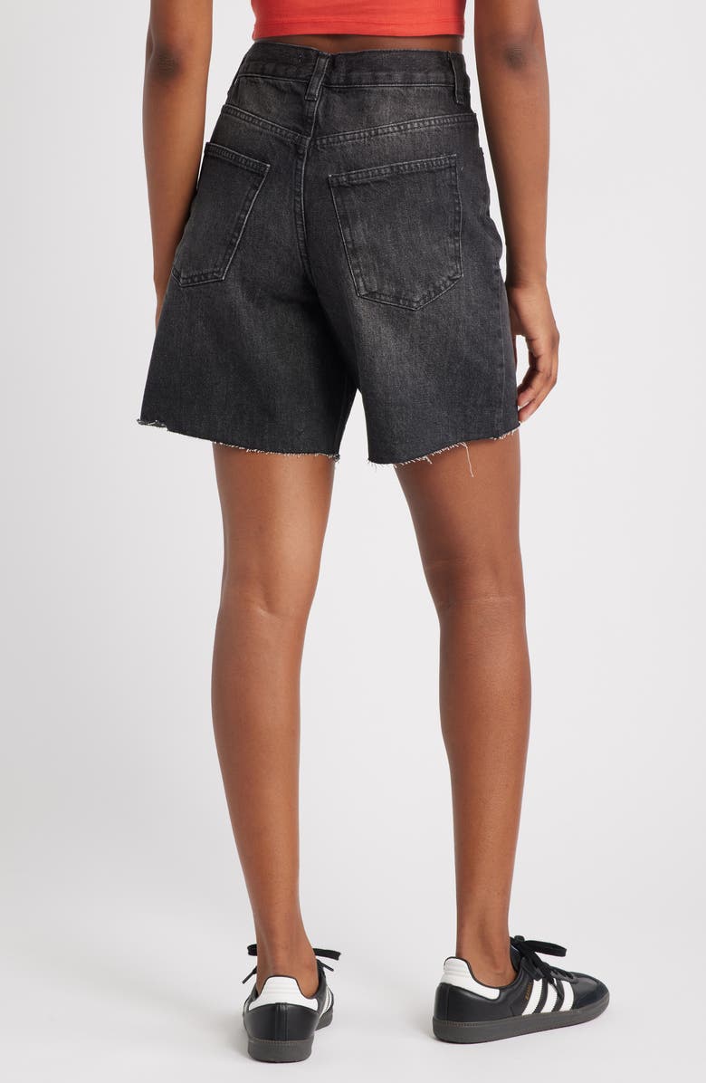 Topshop Loose Fit Denim Shorts, Alternate, color, Black