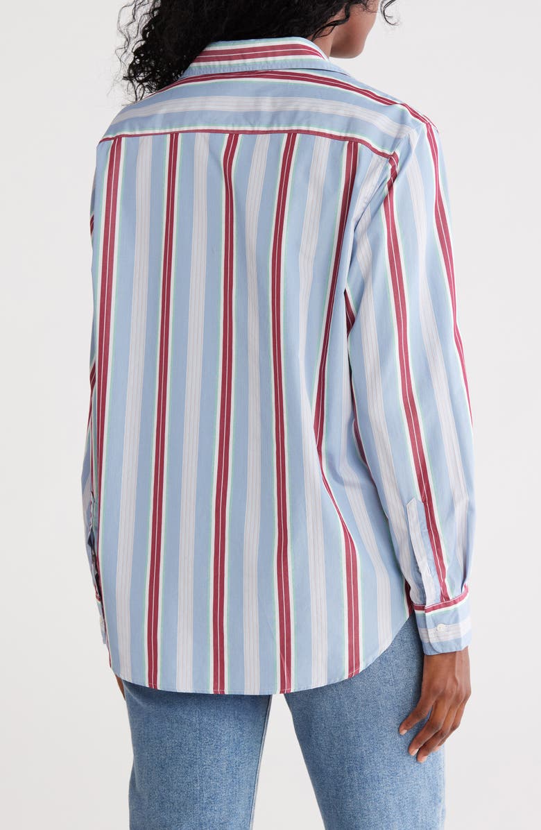 Frank & Eileen Eileen Stripe Print Relaxed Fit Button-Up Shirt, Alternate, color, Maroon Blue Multi Stripe
