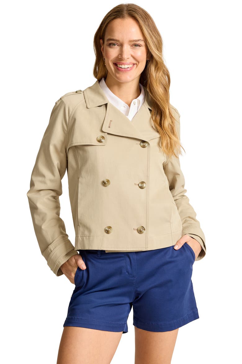 Crop Double Breasted Trench Coat, Alternate, color, TWILL