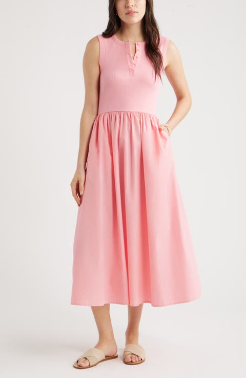 Sleeveless Mixed Media Midi Dress