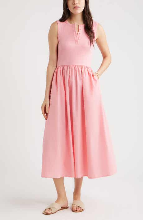 Sleeveless Mixed Media Midi Dress