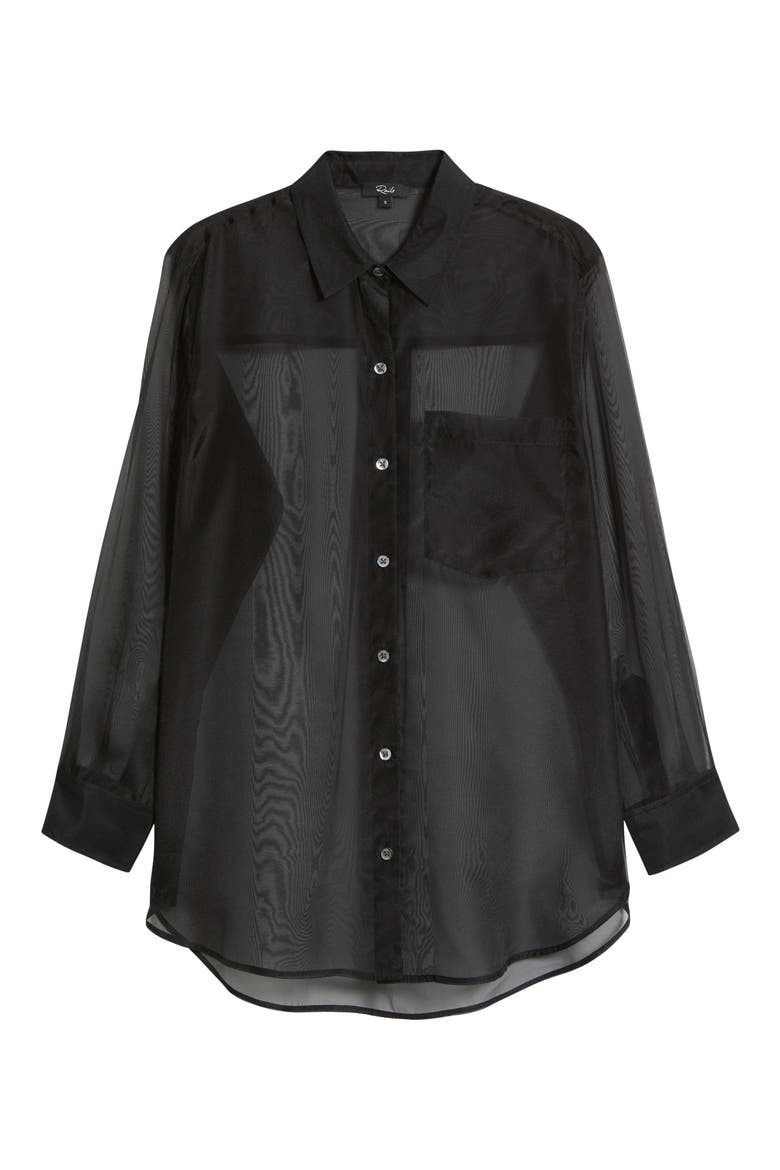Sofiya Sheer Oversize Button-Up Shirt, Alternate, color, BLACK