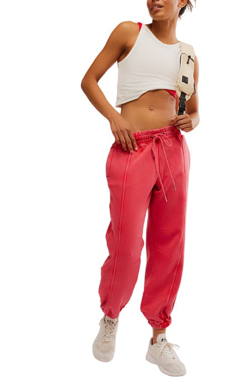 Free People Fp Movement Sprint To The Finish Seamed Sweatpants In Red