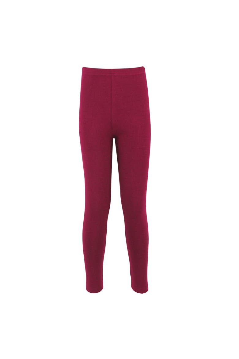 Organic Cotton Leggings for Young Ladies, Alternate, color, Solid Pink Burgundy