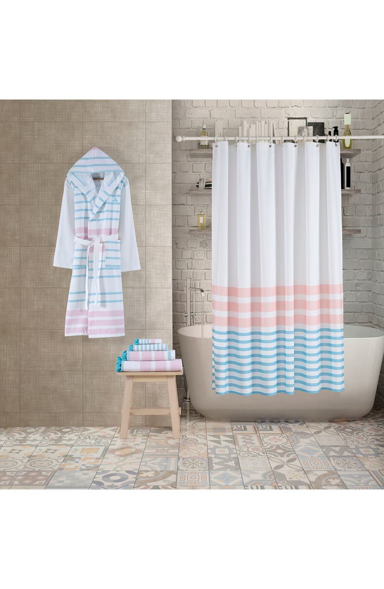 Brooks Brothers Turkish Peshtemal Shower Curtain, Alternate, color, Pink