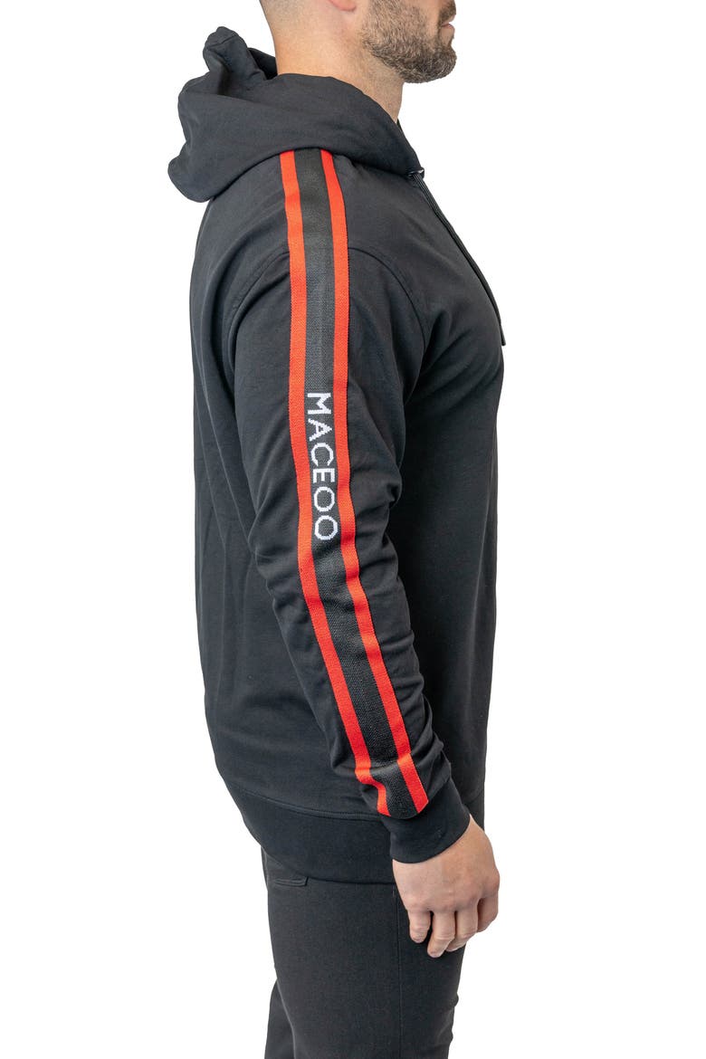 Leo Hooded Zip-Up Sweatshirt, Alternate, color, BLACK
