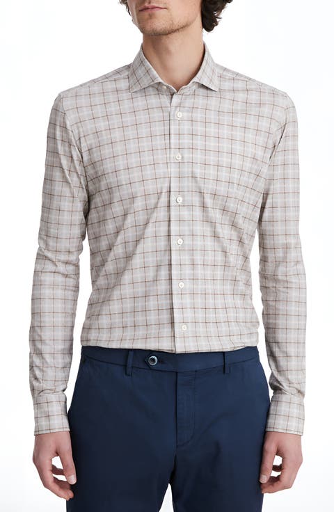 4Flex Stretch Modern Fit Check Knit Dress Shirt
