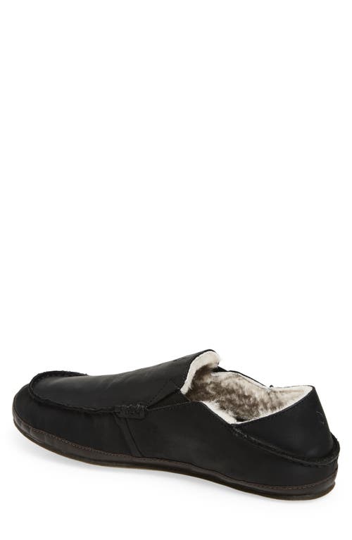 Olukai Moloa Genuine Shearling Convertible Slipper In Black