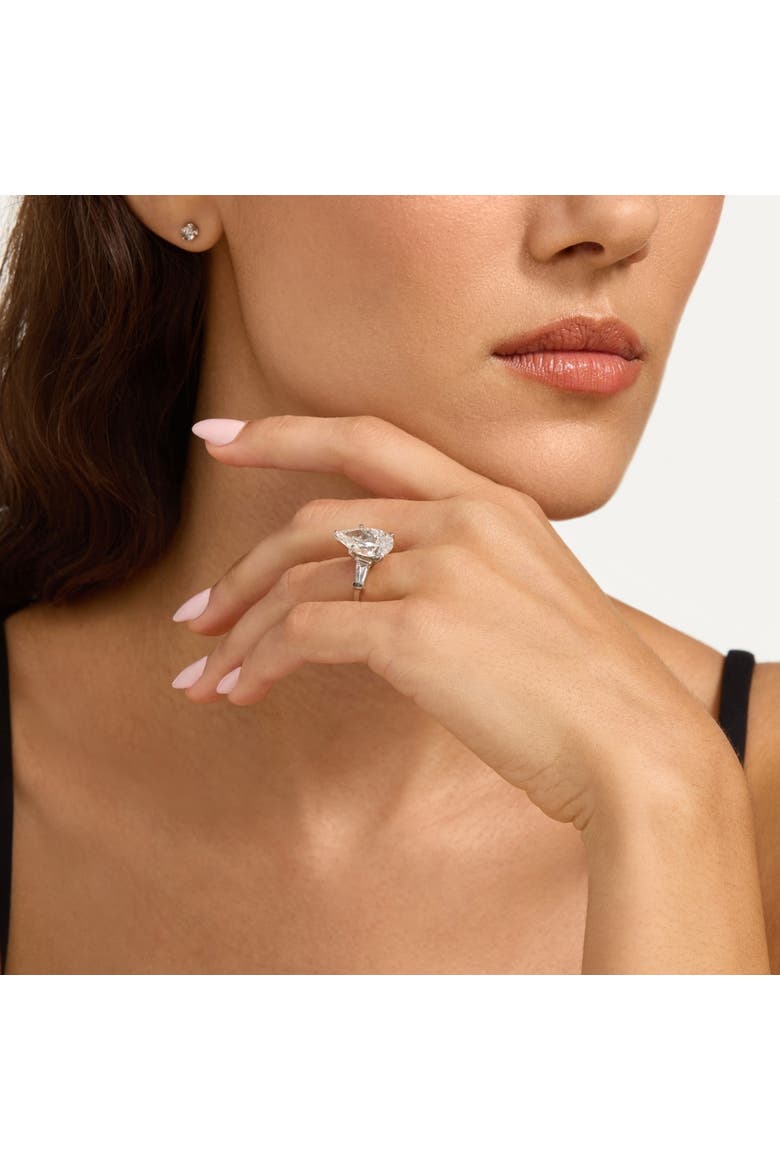 5 1/2Ct Certified Pear & Baguette Diamond Engagement Ring Gold Lab grown, Alternate, color, 14k White Gold