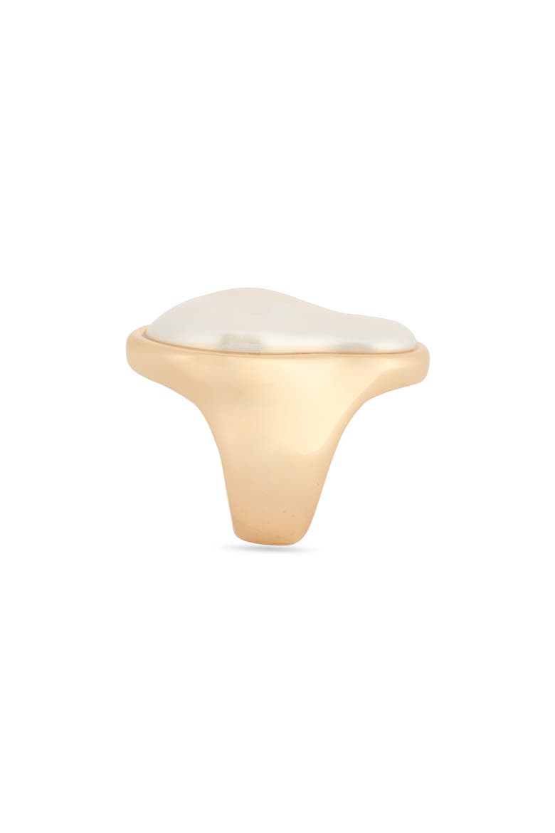 Faux Pearl Statement Ring, Alternate, color, GOLD