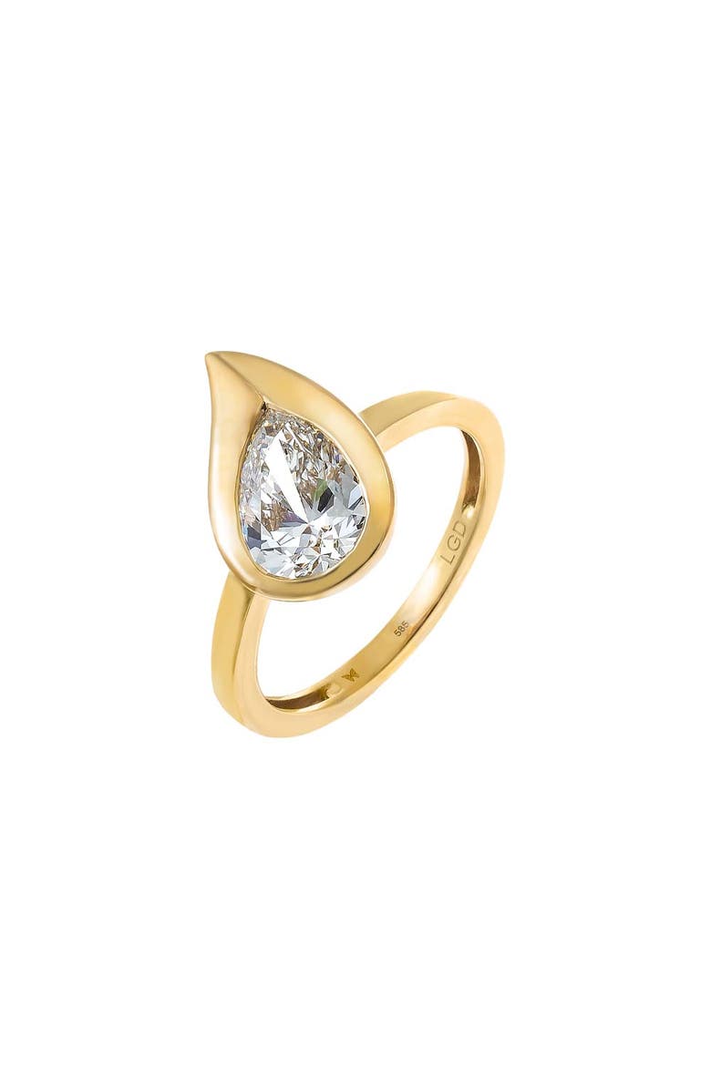 BY ADINA EDEN Lab Grown Diamond Curved Pear Pinky Ring 14K, Main, color, 14K Gold