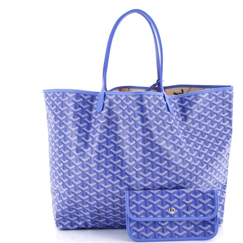 Pre-owned Goyard Goyard Saint Louis Reversible Tote Coated Canvas And Printed Canvas Gm In Blue