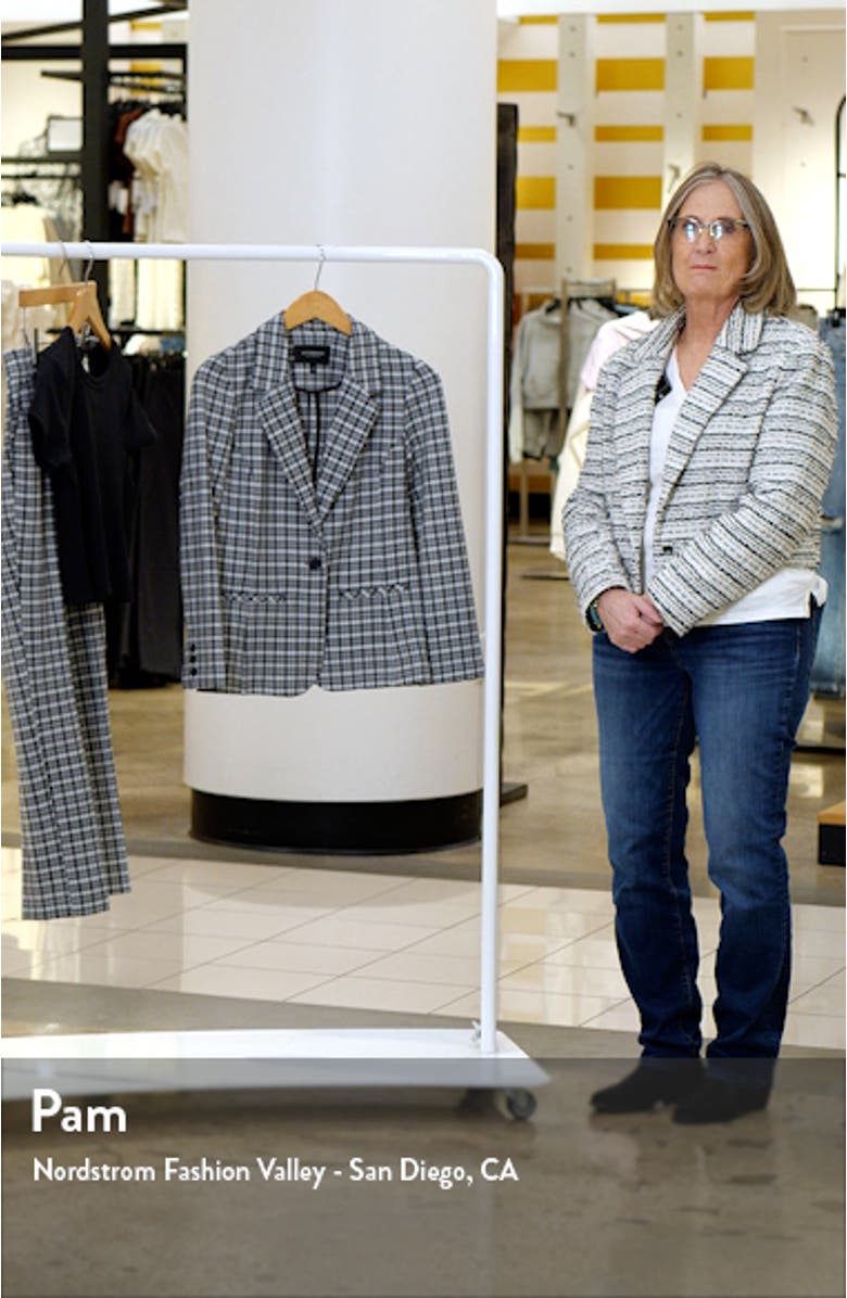 Fitted One-Button Plaid Blazer, sales video thumbnail