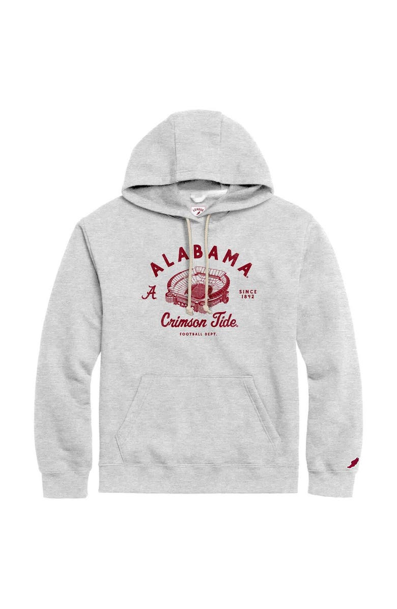 LEAGUE COLLEGIATE WEAR Men's League Collegiate Wear Heather Gray Alabama Crimson Tide Stadium Essential Pullover Hoodie, Main, color, 