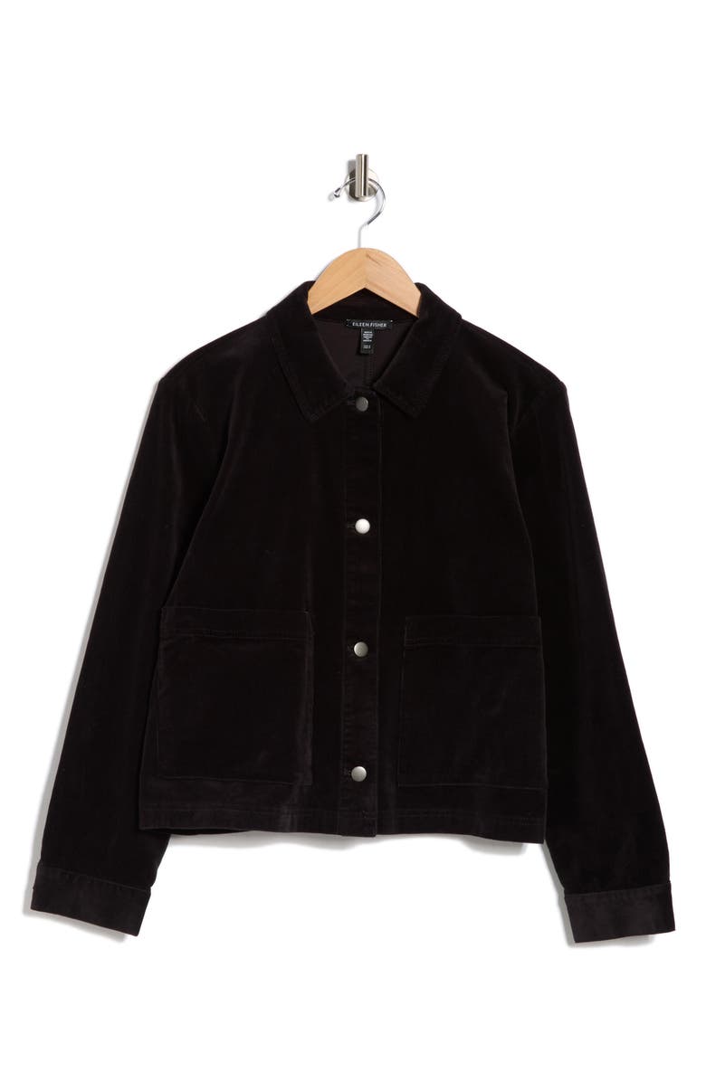Eileen Fisher Classic Collar Corduroy Jacket, Alternate, color, Black