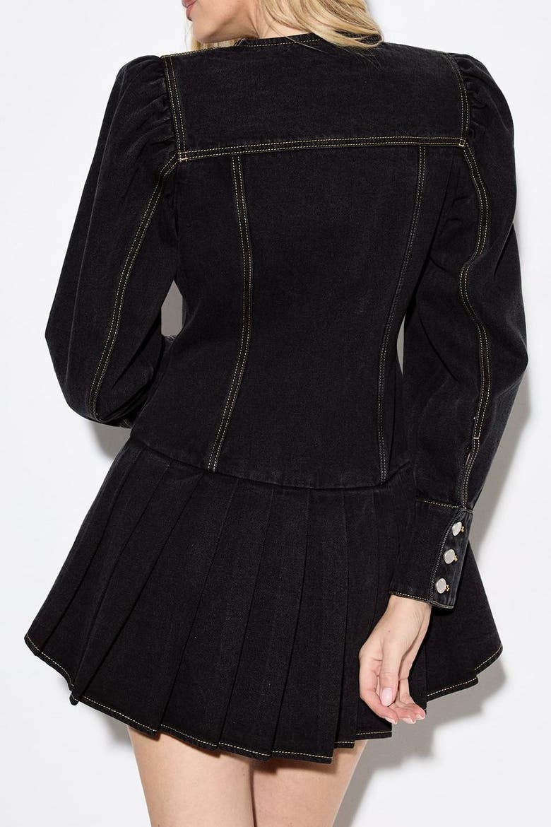 Premium Denim Balloon Sleeve Dress, Alternate, color, Washed Black