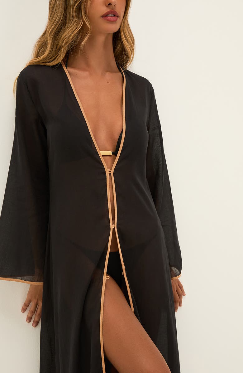 ViX Paula Hermanny Peony Long Cover-Up, Alternate, color, Black