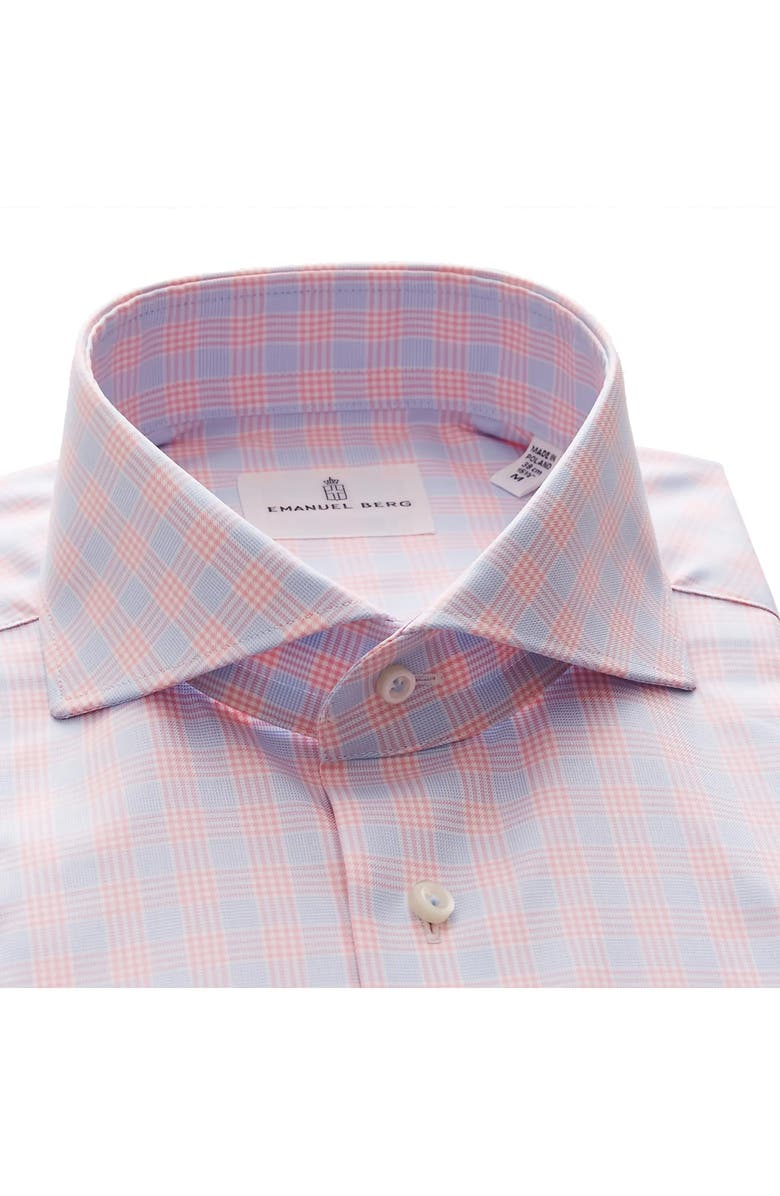 Emanuel Berg Prince of Wales Modern Fit Check Twill Button-Up Shirt, Alternate, color, Light Pastel Pink