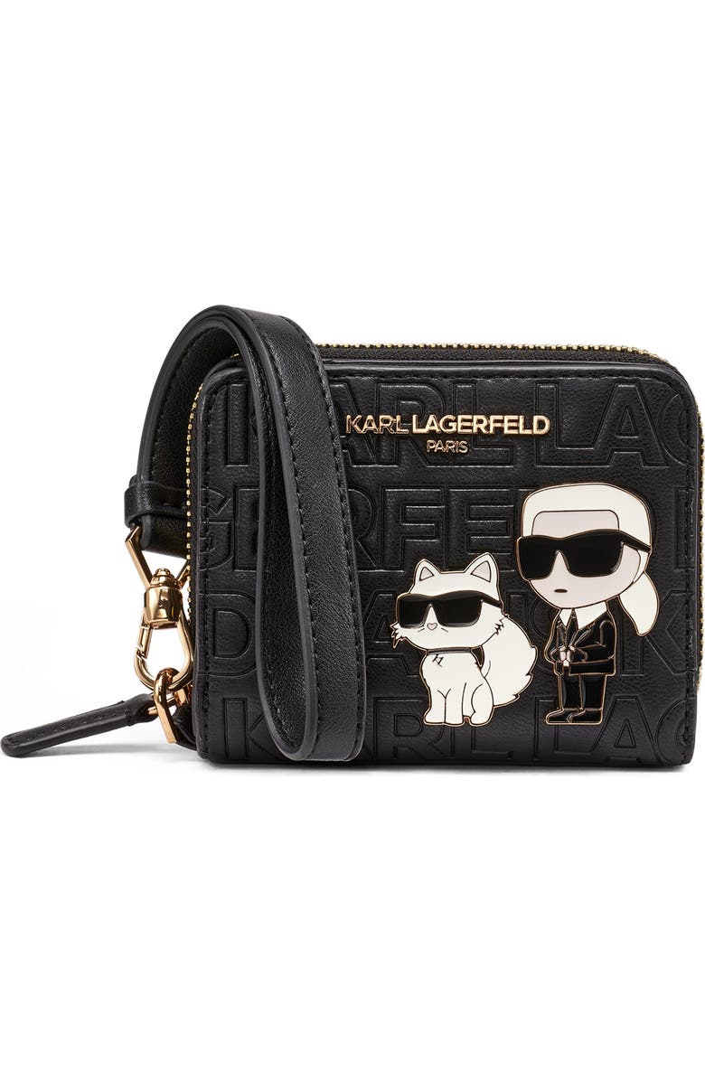 KARL LAGERFELD PARIS Meribel Wallet, Main, color, Black/Gold