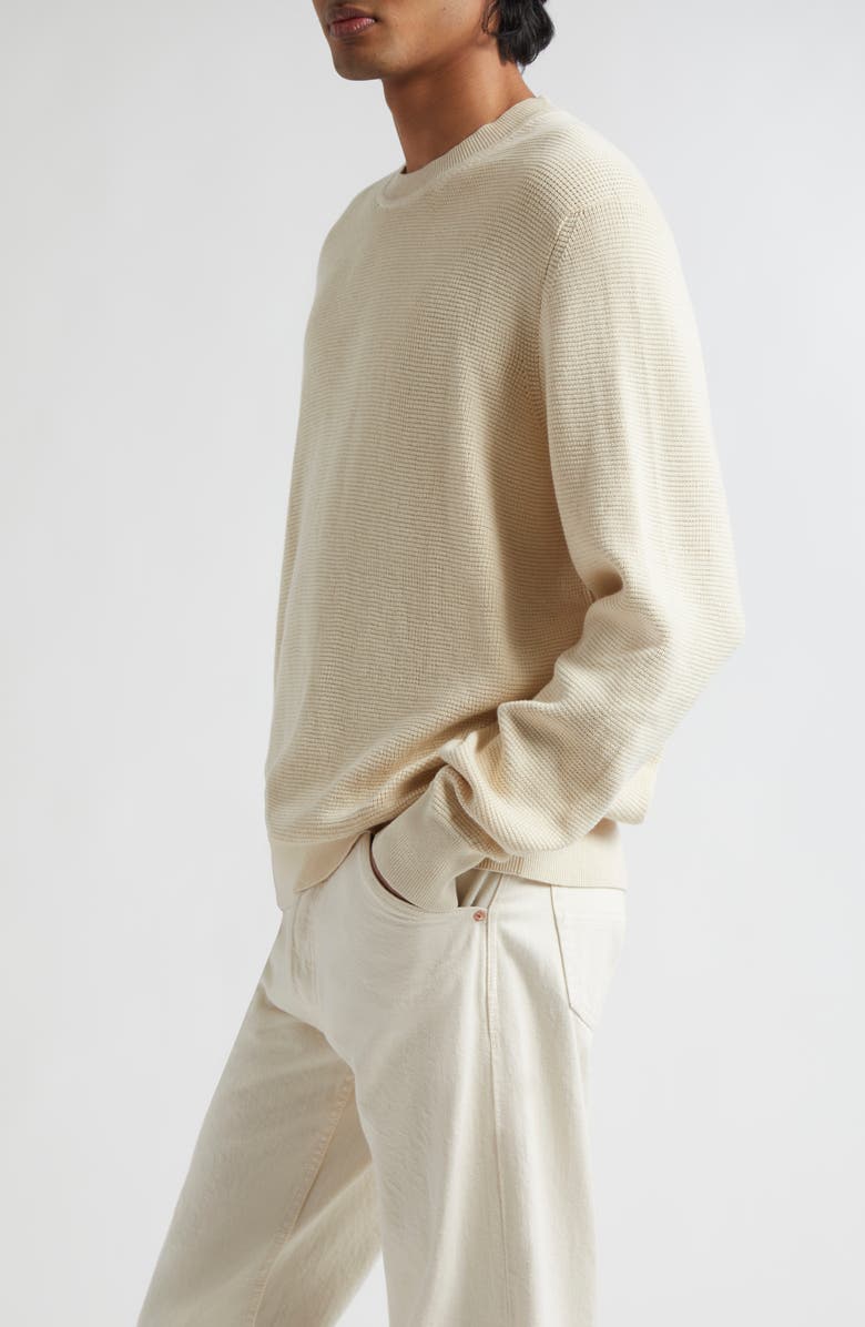 Sunspel Cotton Waffle Stitch Crewneck Sweater, Alternate, color, Ecru