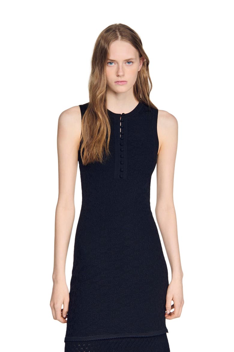 Fancy pointelle dress, Alternate, color, Black
