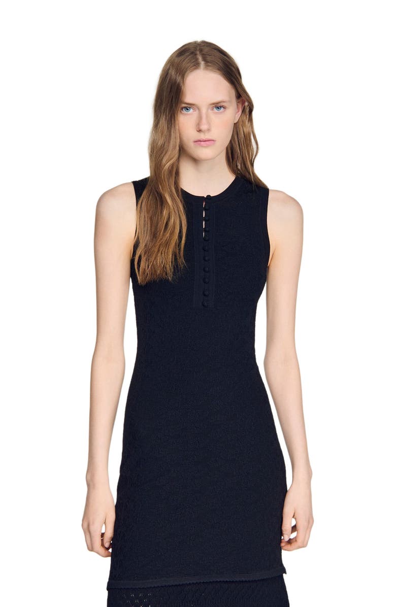 SANDRO Fancy pointelle dress, Alternate, color, Black