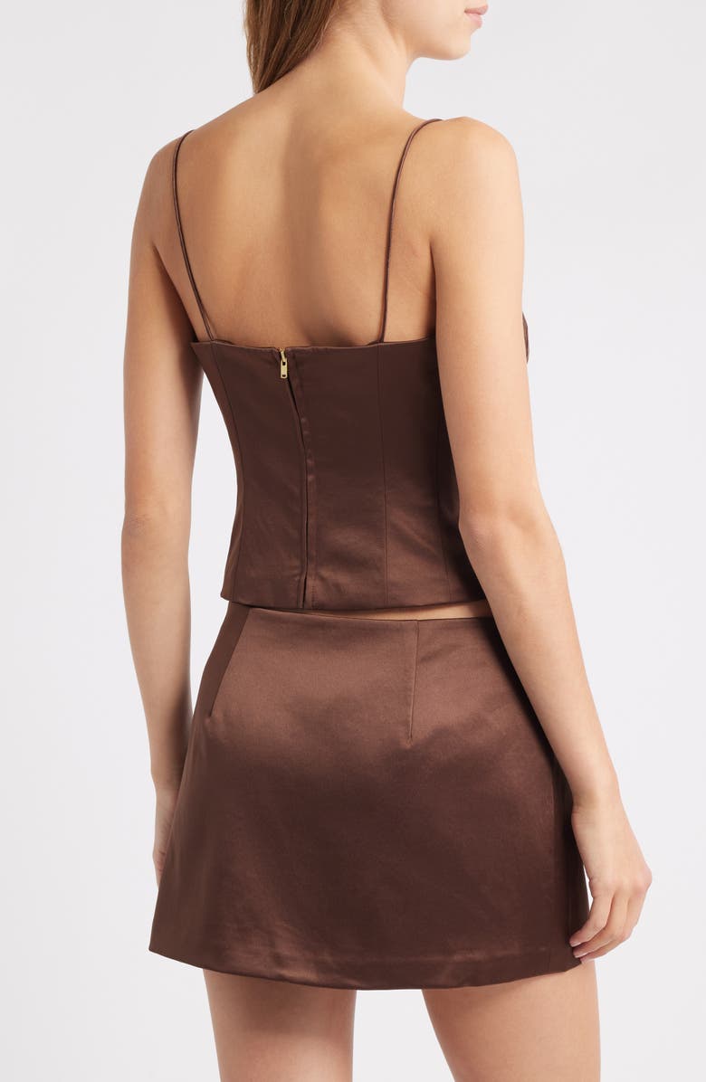 LoveShackFancy Cassana Satin Camisole, Alternate, color, Chocolate Brown
