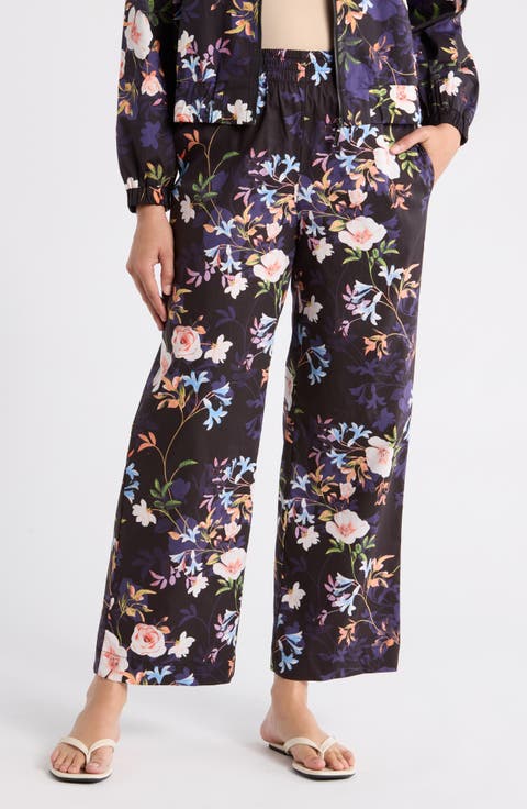 Adley Floral Stretch Cotton Pull-On Pants