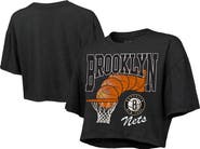 Majestic Threads Women's Majestic Threads Charcoal Brooklyn Nets Bank Shot Cropped T-Shirt