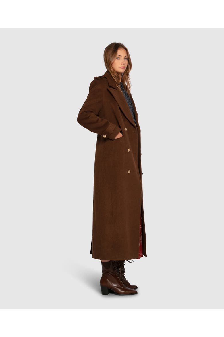 Command Wool Blend Double Breast Maxi Coat, Alternate, color, Medium Brown
