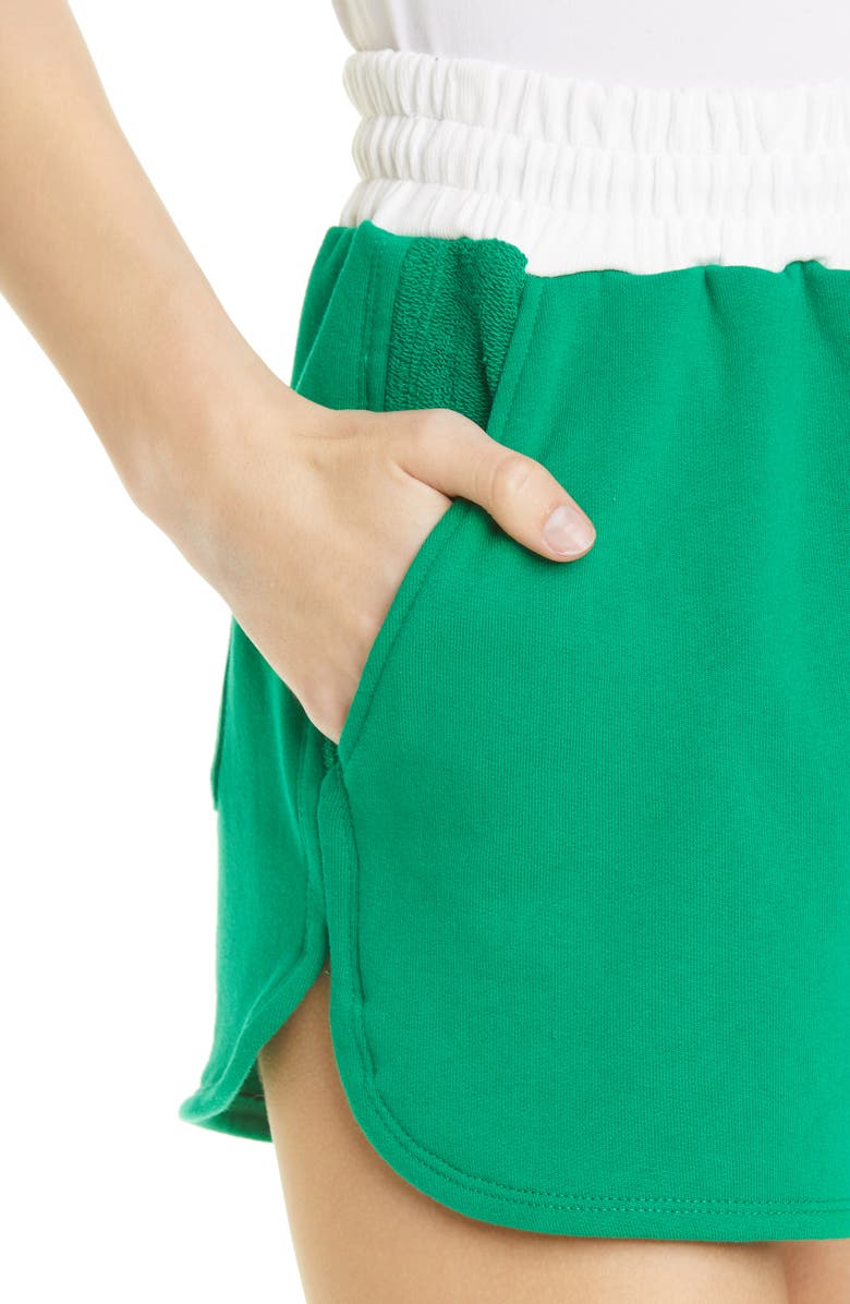 STAUD Bungee Mixed Media Cotton Track Shorts, Alternate, color,