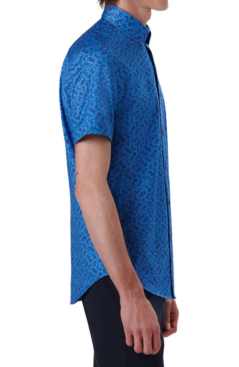 Bugatchi OoohCotton<sup>®</sup> Floral Short Sleeve Button-Up Shirt, Alternate, color, 