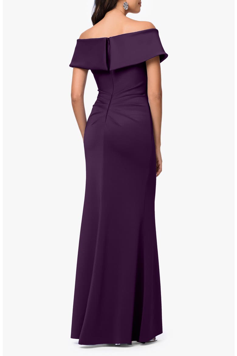 Long Ruched Scuba Gown, Alternate, color, PLUM