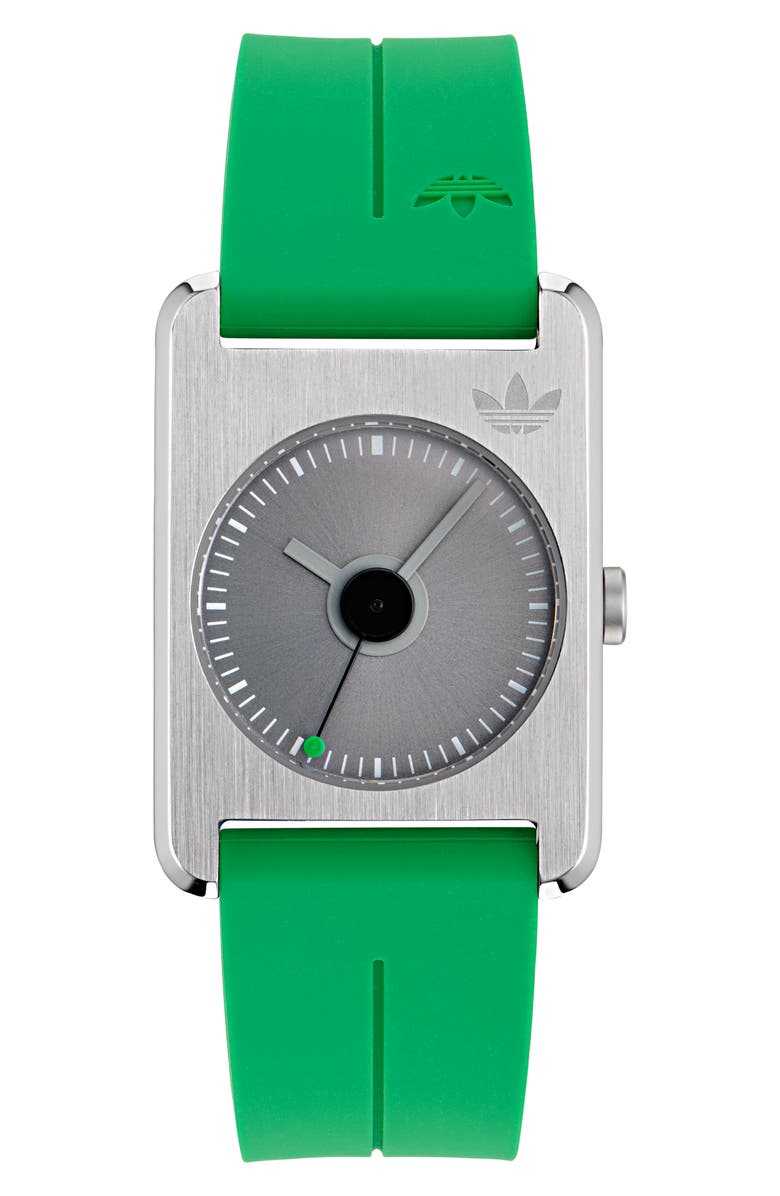 adidas Rectangular Dial Silicone Strap Watch, 31mm, Main, color, 
