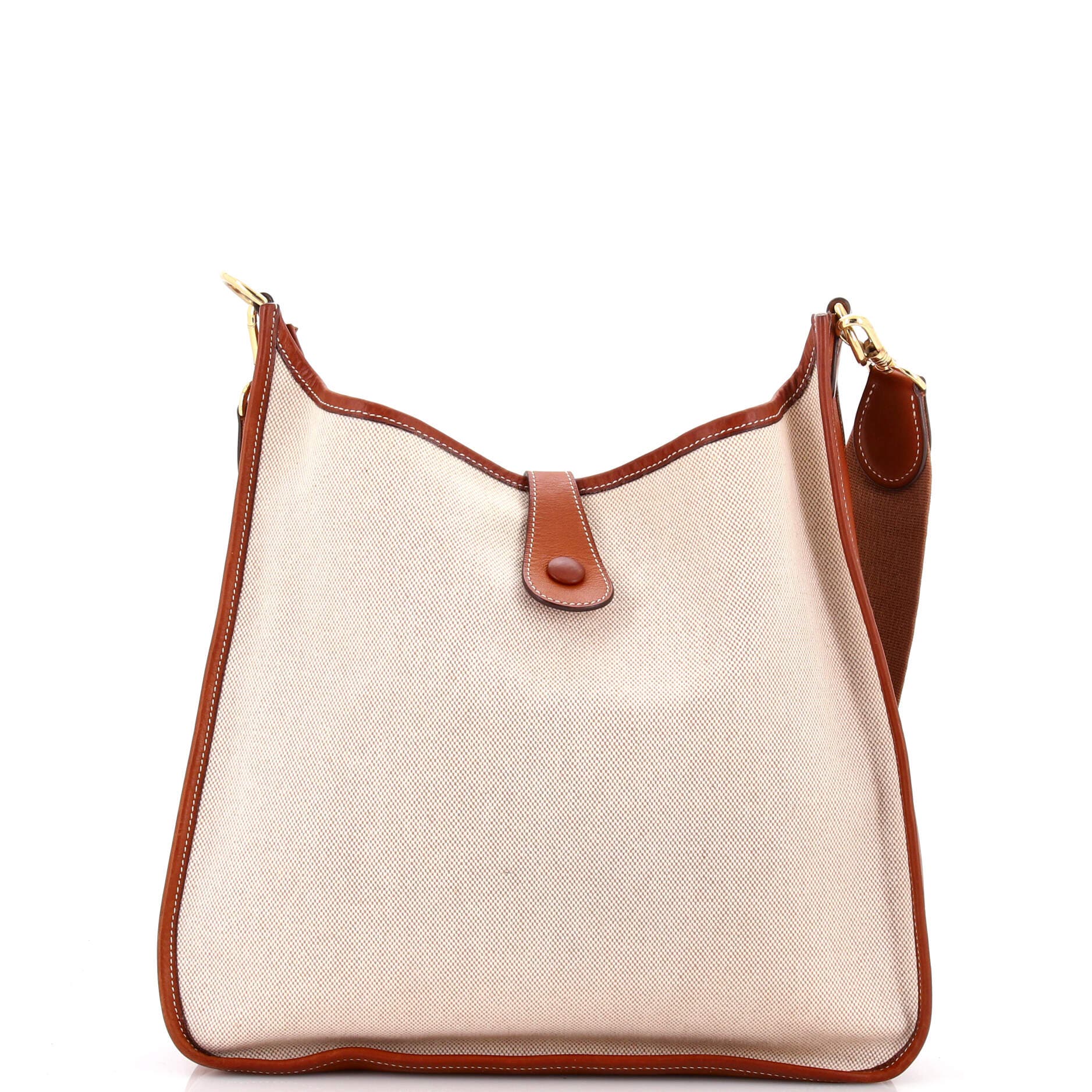 Pre-Owned Hermes Evelyne Bag Gen I Toile and Leather PM, Alternate, color, Ecru