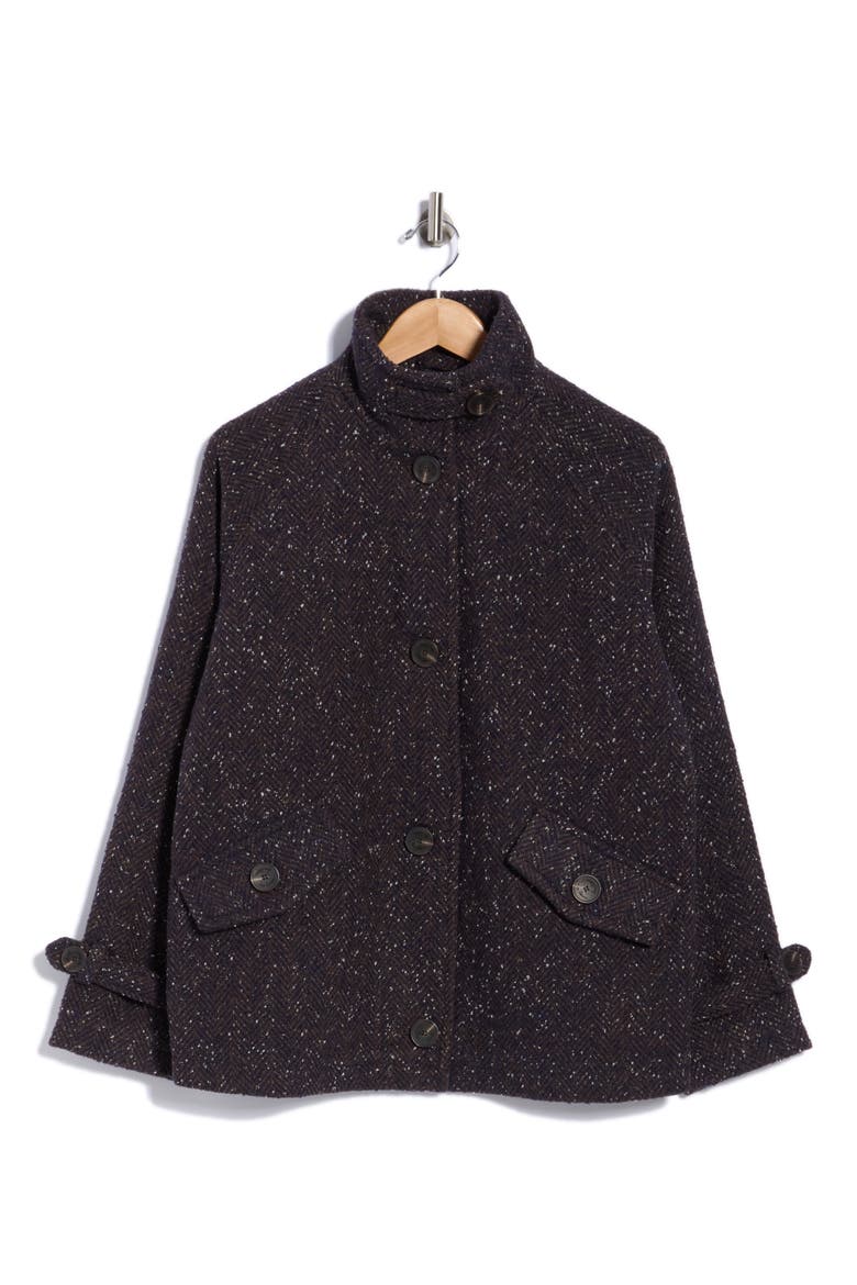 Tweed Jacket with Wing Collar, Main, color, NAVY TWEED