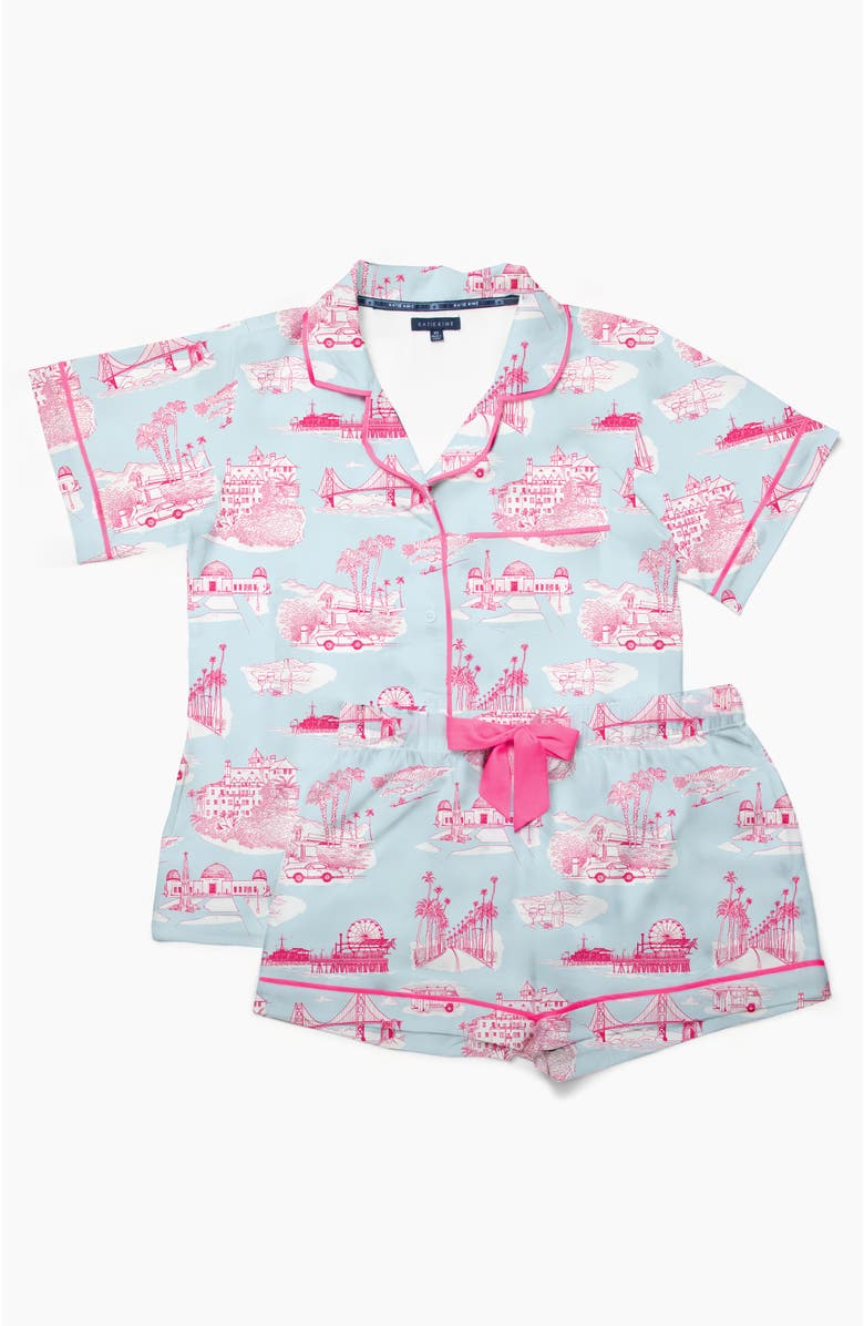 Katie Kime California Toile Shorts Set, Alternate, color, Light Blue