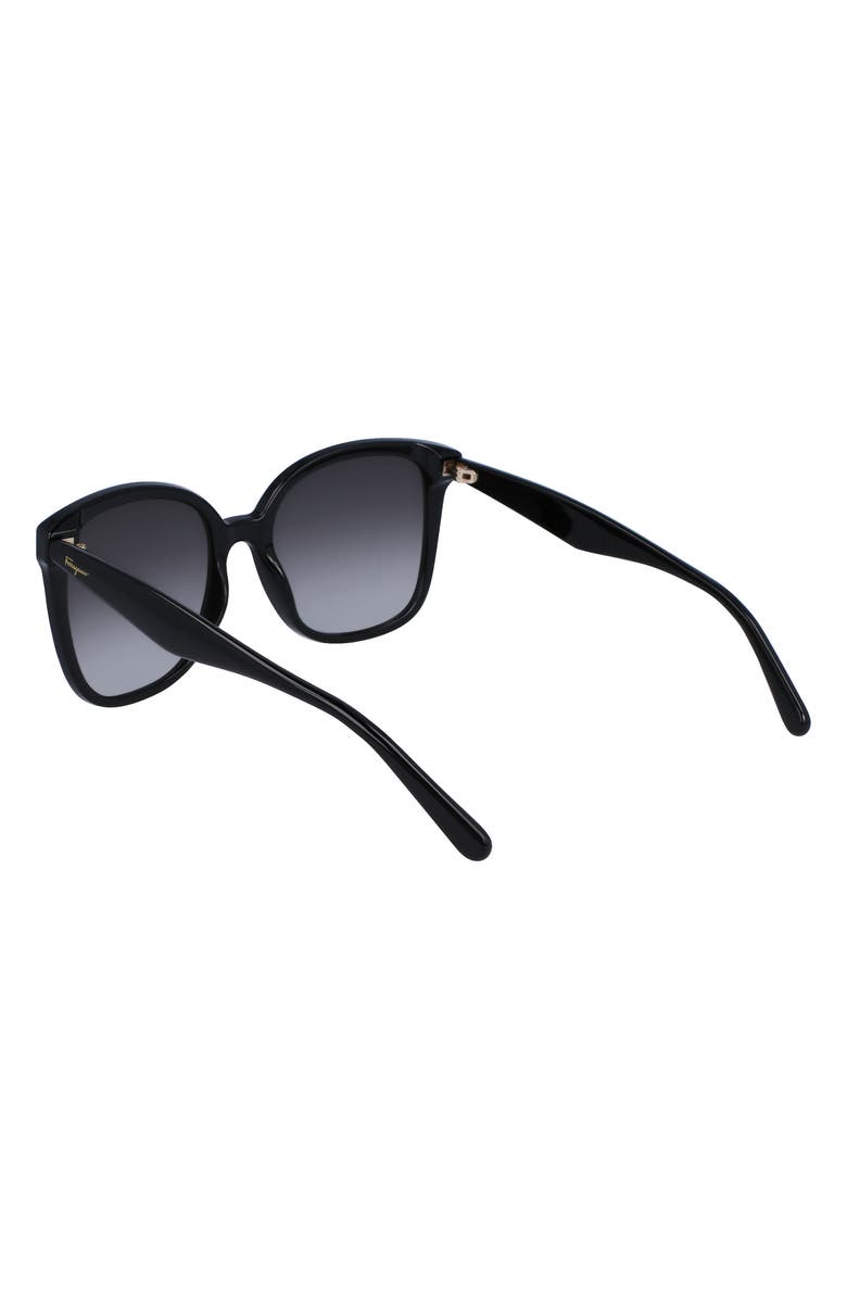 FERRAGAMO 56mm Square Sunglasses, Alternate, color, Black