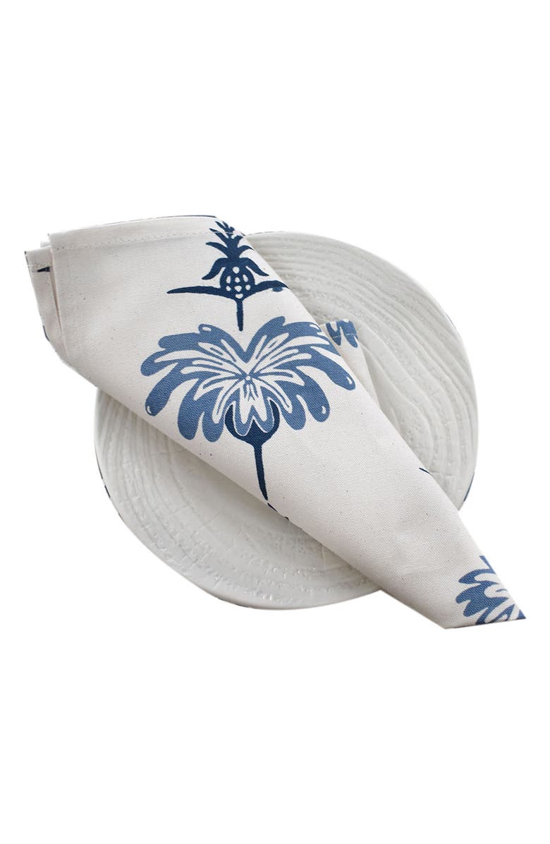 FRENCH HOME Tropical Cotton Twill Dinner Napkins, Alternate, color, Indigo And Sky