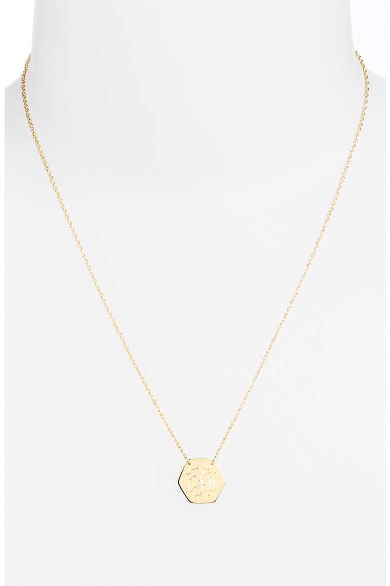 Personalized Hexagon Pendant Necklace, Alternate, color, GOLD