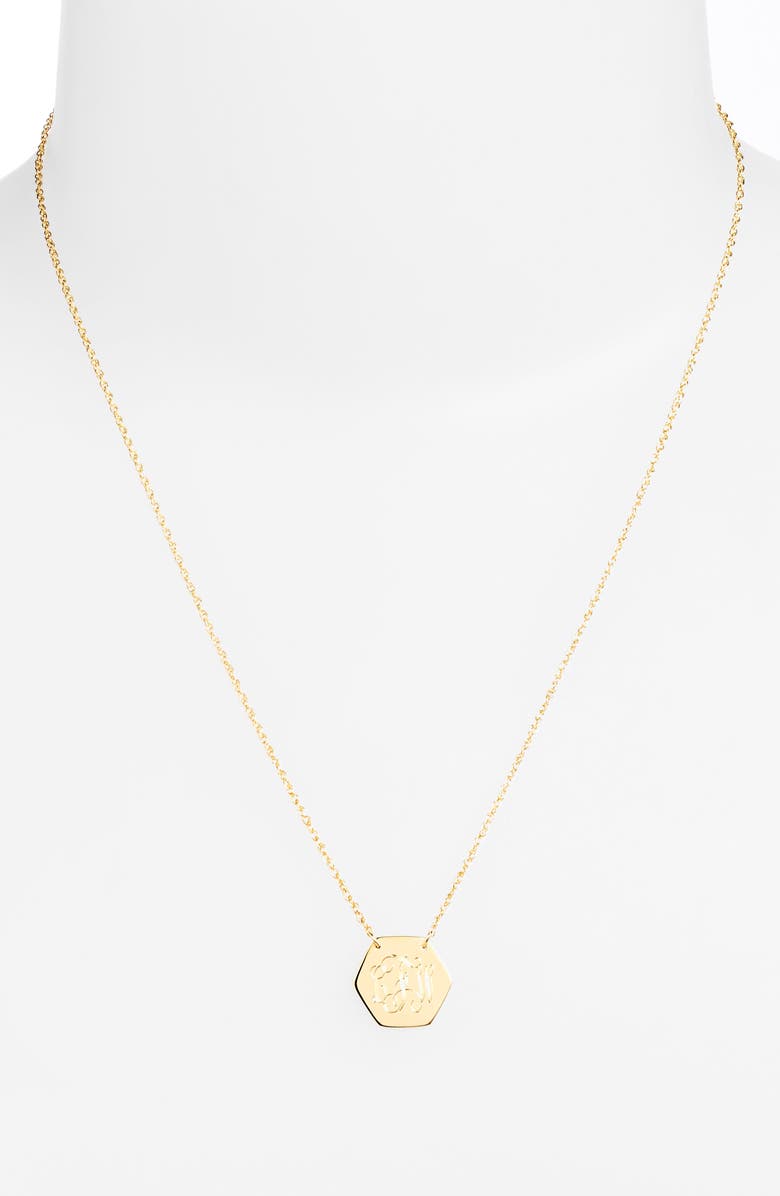 Jane Basch Designs Personalized Hexagon Pendant Necklace, Alternate, color,