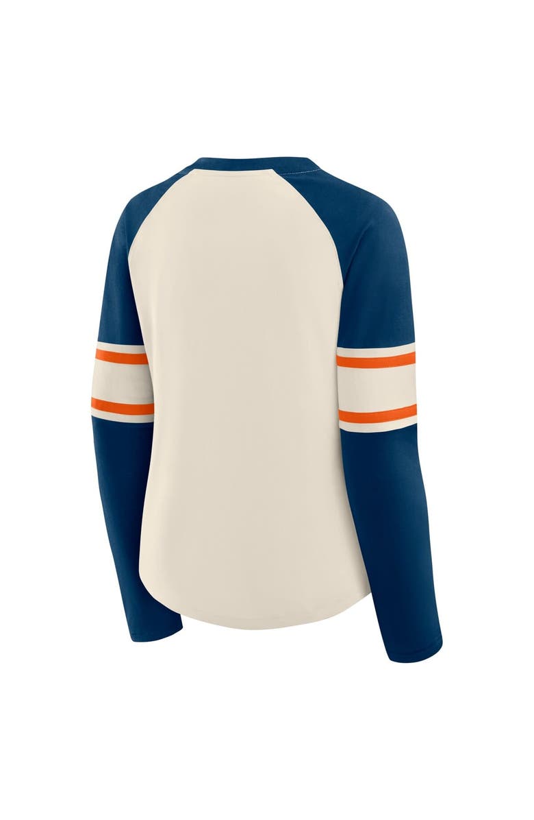 FANATICS Women's Fanatics Cream/Navy Chicago Bears Hometown Gridiron Hero Raglan Lace-Up V-Neck Long Sleeve T-Shirt, Alternate, color, Cream