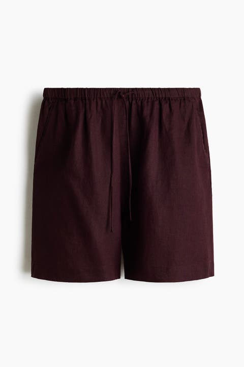 Linen-blend Drawstring Shorts