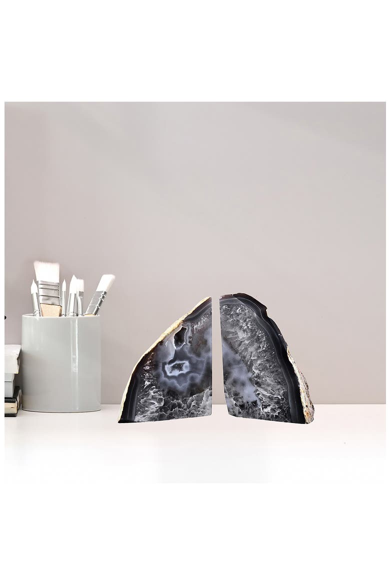 Agate Bookends, Alternate, color, GREY