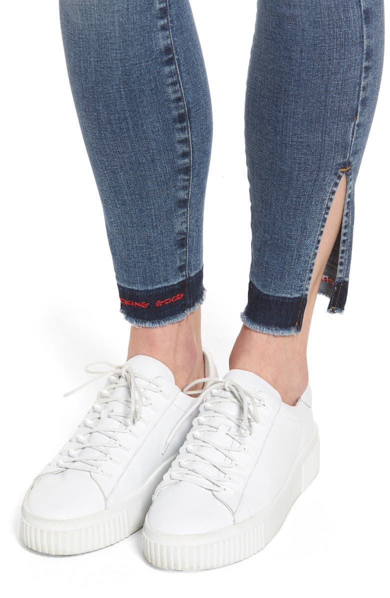 Good American Good Legs High Rise Split Hem Crop Skinny Jeans, Alternate, color, 
