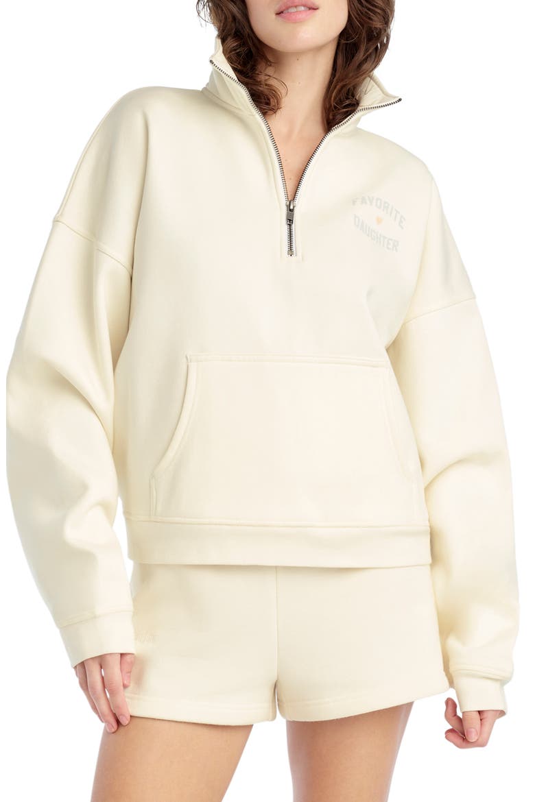 Hal Half Zip Sweatshirt, Main, color, GARDENIA/ LIGHT SAGE