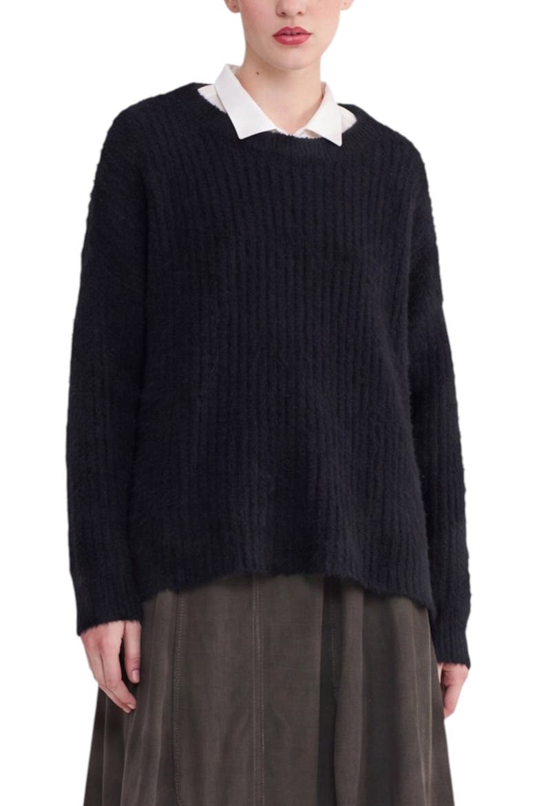 Juliette Shaggy Knit Sweater, Main, color, Black