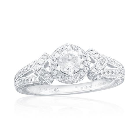 14K White Gold 0.34ct White Diamond & 0.46cttw Diamond Ring
