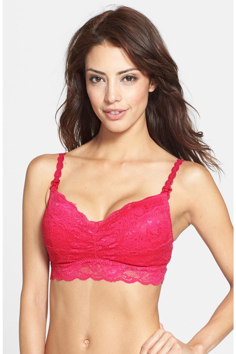 'Never Say Never Mommie' Soft Cup Nursing Bralette, Alternate, color, BRIGHT GRENADINE