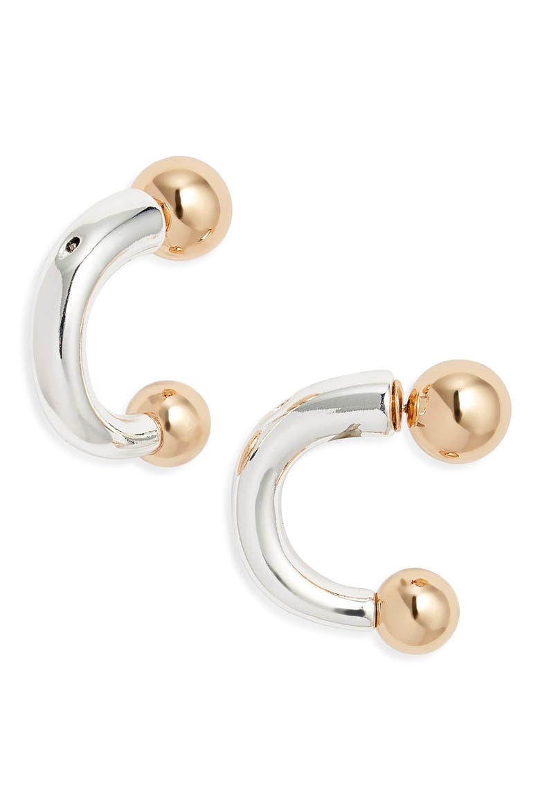 Barbell Ear Jackets, Main, color, SILVER- GOLD